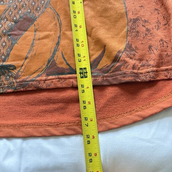 Fall Pumpkin Scarecrow Shirt Long Sleeve Orange Studded Womens Size Large Autumn - Picture 6 of 7